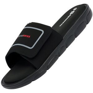 Alpine Swiss Mens Memory Foam Slide Sandals Adjustable Comfort Athletic Slides